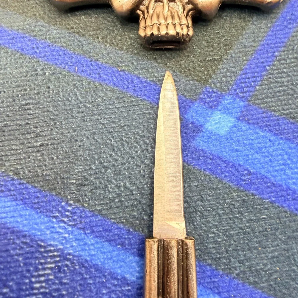 Gothic Skull Cross Hidden Knife Dagger Pendant Necklace Bronze Ball Chain